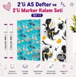 Note The Time 2li A5 Defter + 2li Marker Kalem - 11. Set