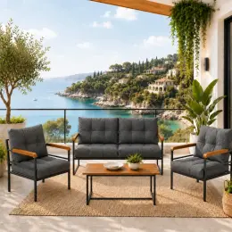 Garaj Home Mercan Bahçe Balkon Seti Oturma Takımı Antrasit 1