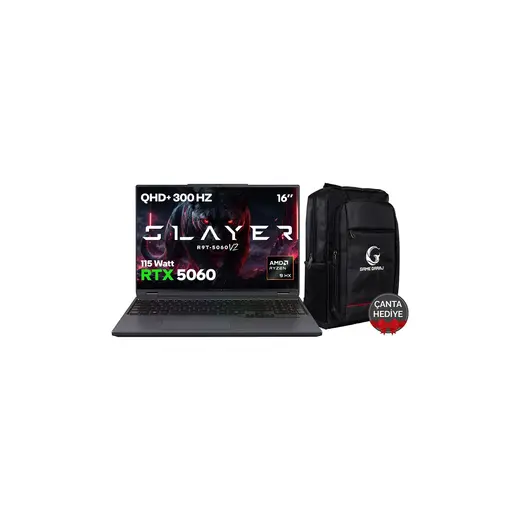 Game Garaj Slayer R9T-5060 V2 C1 Amd Ryzen 9 8945HX 32 GB Ram 1 tb SSD RTX5060 16" 300Hz Qhd+ IPS Freedos Gaming Laptop