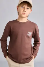 Oversize Baskılı Uzun Kol Tişört Erkek Çocuk 2