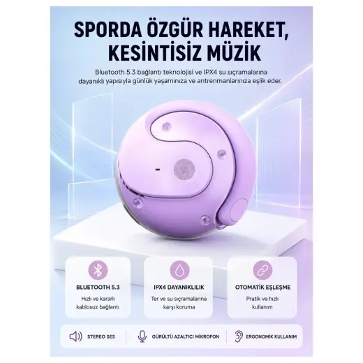 Zenviaa S05 Kablosuz Kulaklık Bluetooth 5.3 Ipx4 Su Geçirmez Stereo Ses Otomatik Bağlantı Yeni N