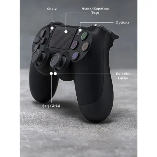 Ps 4 Joystick Tablet Telefon Pc Uyumlu Titreşimli Oyun Kolu - Şarj Kablo