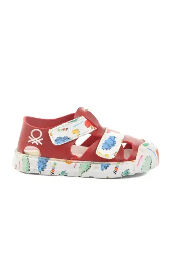 Kırmızı Cırtlı Kız Bebek Sandalet BN-1409 B