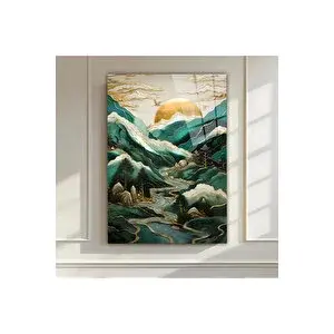 Mgi Design Yeşil Dağ Ve Irmak Temalı Cam Tablo – Ruhunu Dinlendiren Ev & Ofis Hediyesi | Doğa Ve Manzara Temalı Dekoratif Duvar Tablosu, Salon, Yatak Odası Ve Ofis Dekoru, 60x90 cm