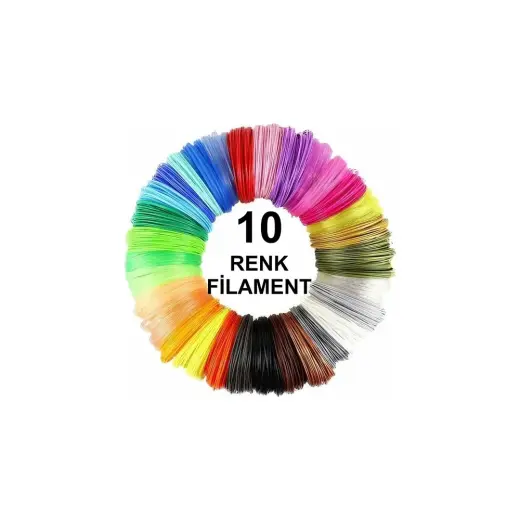 Microzey 3D Kalem Yazıcı İçin 10 Renkli 50 Metre PLA Filament 1.75 mm Çapında Yüksek Kalite