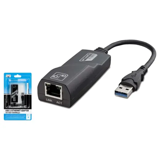 Hadron HDX5265 USB 3.0 Gigabit Ethernet Adaptörü 10/100/1000 Mbps LAN Dönüştürücü - Siyah - 1 ADET