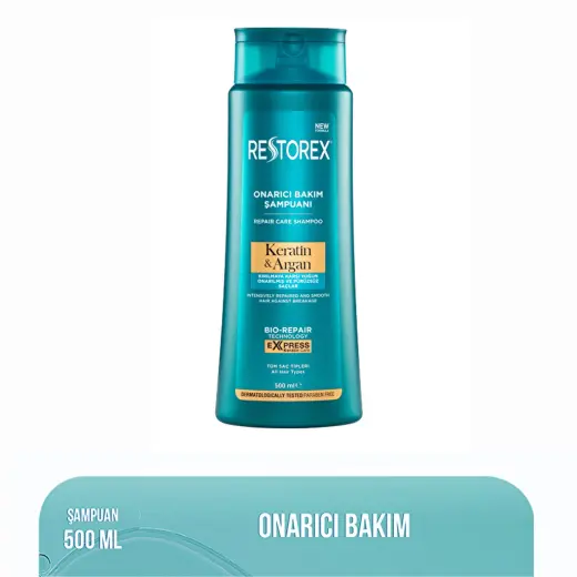 Restorex Keratin & Argan Onarıcı Saç Bakım Şampuanı 500 ml