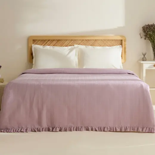 Karaca Home Maye %100 Pamuk Fırfırlı Tek Kişilik Tek Pike Mürdüm