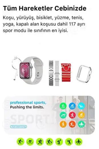 Kadın Akıllı Saat Rose Gold G 9 Mini Pluss 3 Kordon/Watch Kılıf/Bileklik/Charm Süs Hediyeli