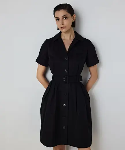 KUŞAKLI POPLİN GÖMLEK ELBİSE