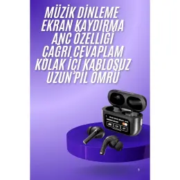 Aslanoğlu Store Mey Ithalat® Yeni Nesil Anc Özellikli Çağrı Cevaplayan Dokunmatik Ekranlı Bluetooth Kulaklık Siyah 2