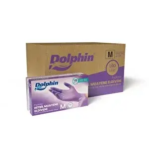 Dolphin Tek Kullanımlık Lila Nitril Eldiven - Muayne Eldiveni Medium Orta Boy - 100'lü 20 Paket