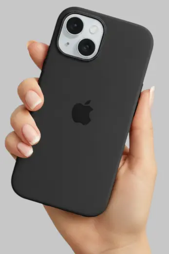 Iphone 13-14 Uyumlu Kılıf Logolu Lansman Soft Yumuşak Içi Kadife Silikon Kapak Siyah