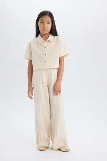 Wide Leg Geniş Paça Pamuklu Pantolon Kız Çocuk