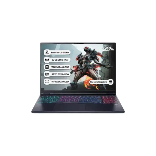 Acer Predator Helios Neo 16S NH.QZFEY.002-32 Core Ultra 9 275HX 32 GB 1 tb SSD RTX5070-115W 16" Wqxga OLED 240Hz Dos Taşınabilir Bilgisayar