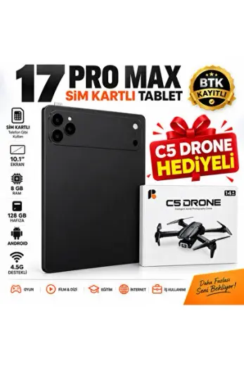 17 ProMax Sim Kartlı Tablet-Dron Hediyeli-Klavye+Mous+Kalem+Kılıf Full Set