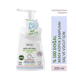 Incia Bebekler İçin Doğal Köpük Şampuanı Saç ve Vücut İçin 200 ml 2