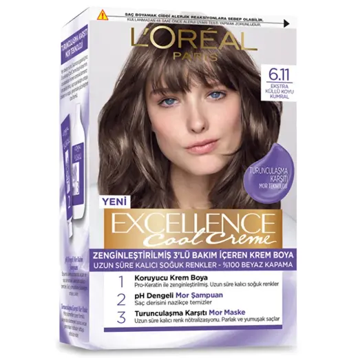 Loreal Paris Excellence Cool Creme Saç Boyası 6.11 Ekstra Küllü Koyu Kumral