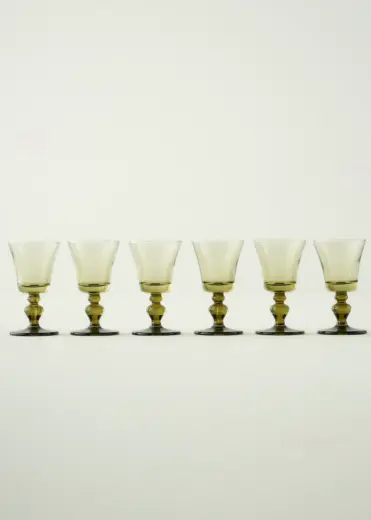 Colored 6'lı Ayaklı Kahve Yanı Su Bardağı Yeşil (47 cc)
