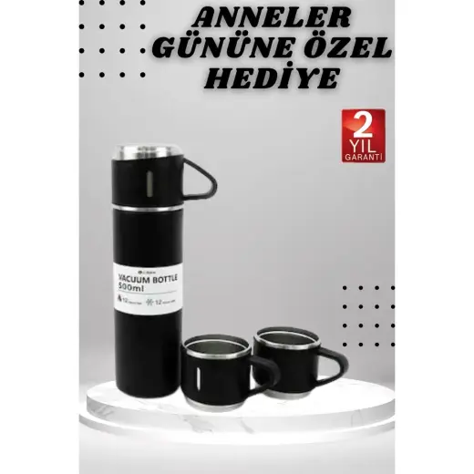 Renas Store 3 Bardaklı Termos Seti Anneler Gününe Özel Hediye Taşınabilir Sızdırmaz Isı Koruyucu