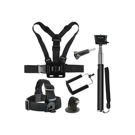 Fimtech Gopro Aksiyon Kameraları Için Kafa Bandı Göğüs Bandı ve Monopod Başlangıç Seti