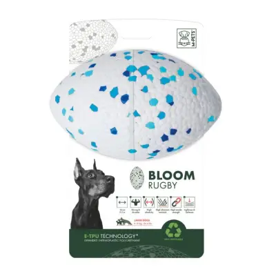 M-Pets Rugby Topu Köpek Oyuncağı 14cm (Mavi-Beyaz)