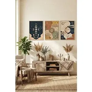 Tontilika Göksel Bohem 3’lü Ahşap Çerçeveli Tablo Seti 50 x 70 cm