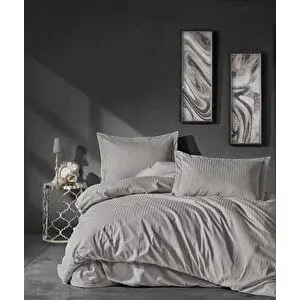 Cotton Box Elegant Stripe Saten Çift Kişilik Nevresim Takımı Bej