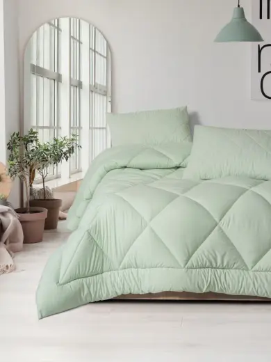 Softwash Çift Kişilik Yorgan Seti Adaçayı 160x200 Lastikli Çarşaf