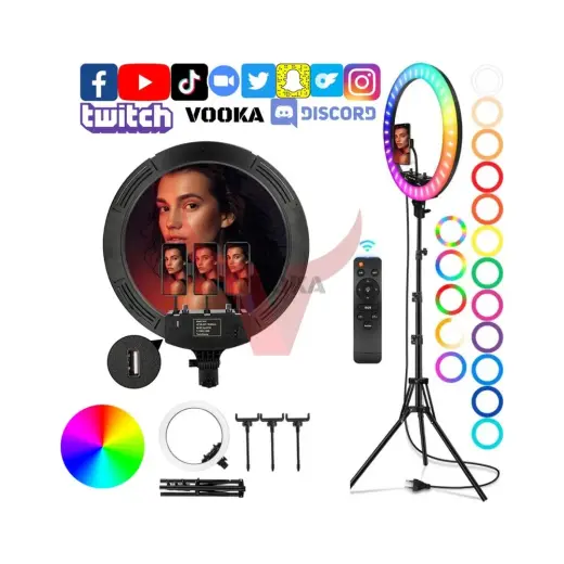 vooka Vilya 45CM Döküm Ayaklı Profesyonel Kuaför Makyaj Çekimleri 18inç 460 LED Ring Light Siyah