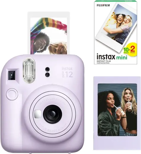 Instax mini 12 Lila Fotoğraf Makinesi-Çerçeve ve 20'li mini Film Seti
