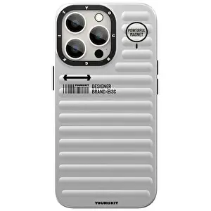 Youngkit Ss004 iPhone 13 Pro Sert Silikon Gümüş Kılıf