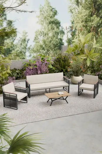Upstyle Maris Bahçe Balkon Oturma Takımı Antrasit Bej