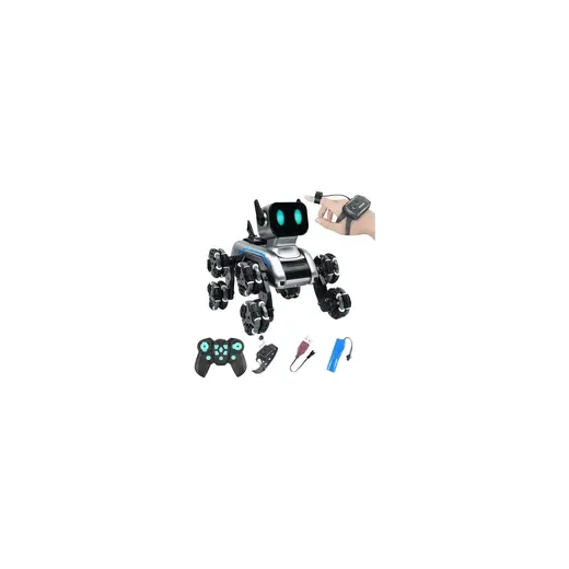 Odea Giffy/oyuncak 2.4 Ghz Uzaktan ve Bilekten Kumandalı Şarjlı 8 Teker Akrobat Robot Köpek Müzikli ve LED Işıklı Full Fonksiyon Akıllı Köpek Yavrusu Çift Kumanda Kontollü