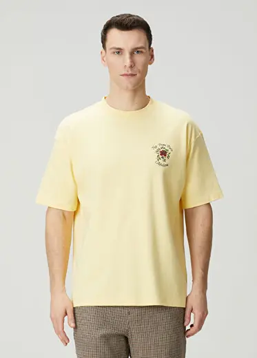 Sarı Slogan Baskılı T-shirt