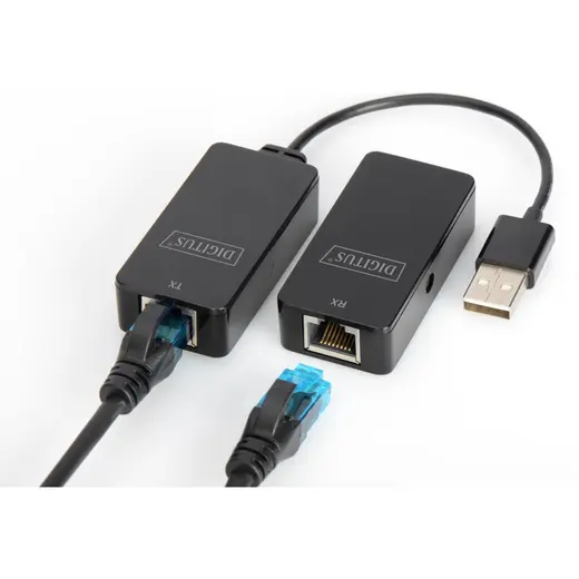 Digitus USB 2.0 Mesafe Uzatma Cihazı, CAT 6/6A/7 AWG23 S/FTP ya da F/FTP kablo kullanıldığında maksimum mesafe 50 metre