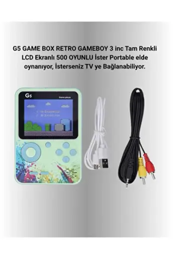 Mey İthalat® G5 Game Box Retro Mini Oyun Konsolu – 500 Dahili Oyun