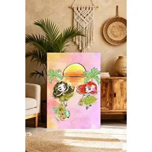 Mgi Design Tropikal Kızlar Kanvas Tablo Renkli Çocuk Odası Duvar Dekoru | Modern Duvar Dekoru | Salon, Yatak Odası Ve Ofis İçin | Sanatsal Ev Dekorasyonu 70x100 cm