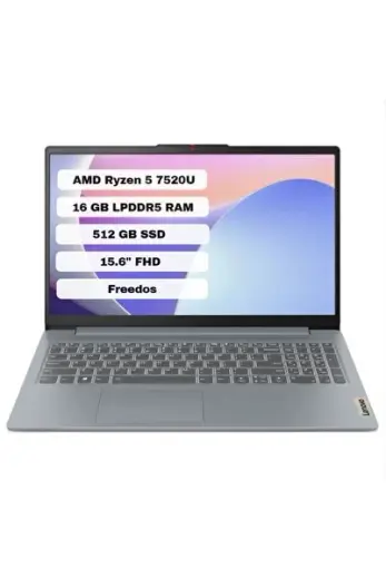 IdeaPad Slim 3 AMD Ryzen 5 7520U 16 GB 512 GB SSD Freedos 15.6" FHD Bilgisayar 82XQ00DATX