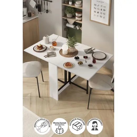 Bofigo Viyana Katlanır Mutfak Masası Beyaz