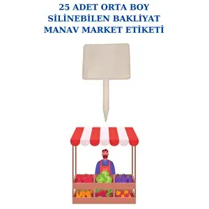 Manken İstanbul 25 Adet Orta Boy Yaz Sil Sapla Bakliyat Etiketliği Manav Etiketliği Pazarcı Etiketi