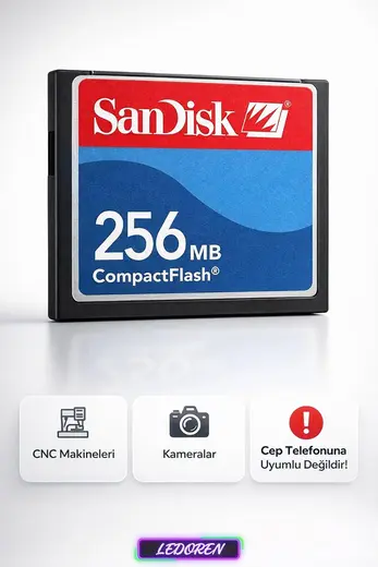 256 MB CF Compact Flash Hafıza Kartı | Fotoğraf Makinesi - Cnc Makine Uyumlu