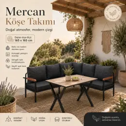 Garaj Home Mercan Bahçe Balkon Masalı L Köşe Takımı Antrasit 5