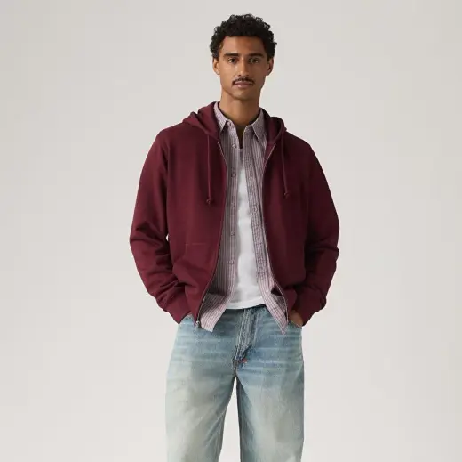 Original Housemark Fermuarlı Bordo Hoodie