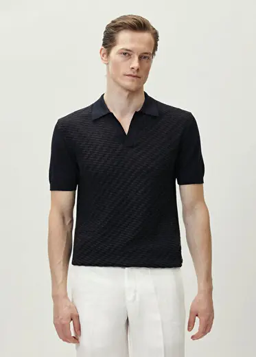 Horton Lacivert Tailored Fit İpek Polo Triko