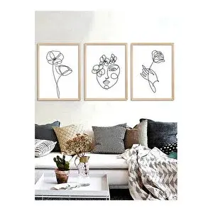 Vetro Design Line Art Ahşap Tablo Set 30x40cm Natural