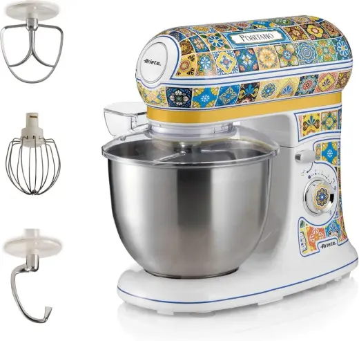 Ariete Positano Mutfak Şefi 1588/0P - 1200 Watt Stand Mikser, Hamur Yoğurma Makinesi, 2400 Watt'a Ulaşan Kilitli Motor, Paslanmaz Çelik 5,5 Litre Hazne, 3 Farklı Hazne İçi Aparat