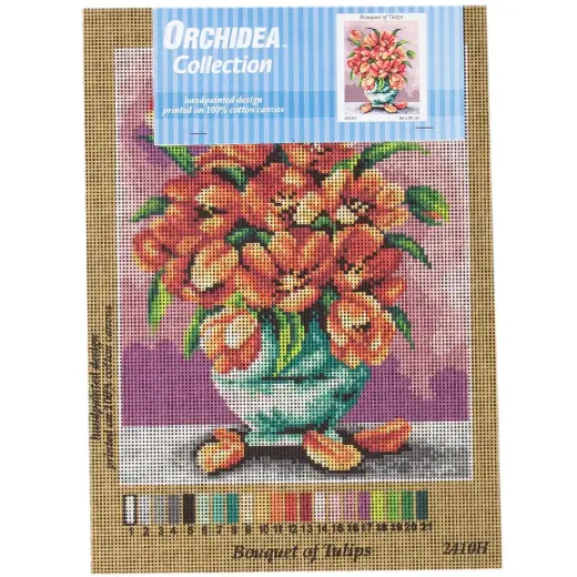 Orchidea 24x30cm Vazoda Çiçekler Baskılı Goblen
