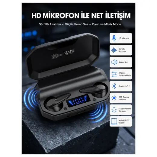 Masa Dostu Siyah Profesyonel Kulaklık Hd Mikrofonlu Çağrı Cevaplayabilen Tdms-07