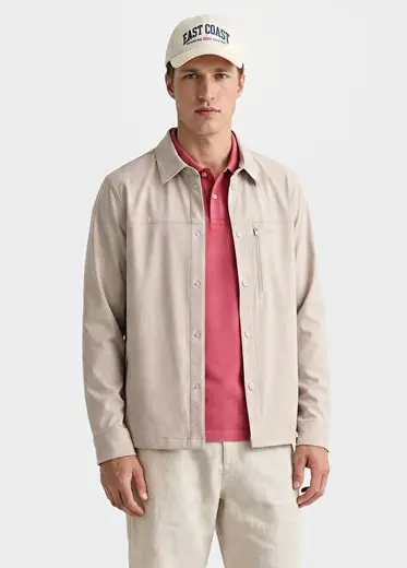 Bej Gömlek Yaka Relaxed Fit Erkek Ceket